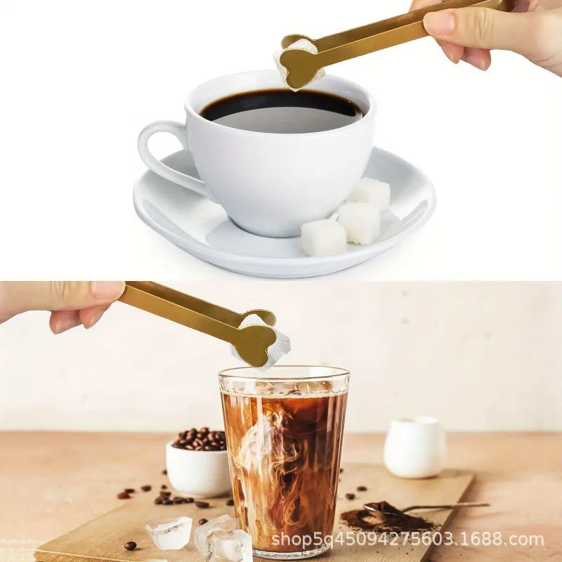 4/6PCS Stainless Steel Heart-Shaped Mini Tongs for Sugar/Ice Cubes Tea Party Wedding Coffee Bar Gift for Valentine's Day YUZI Zpaxo