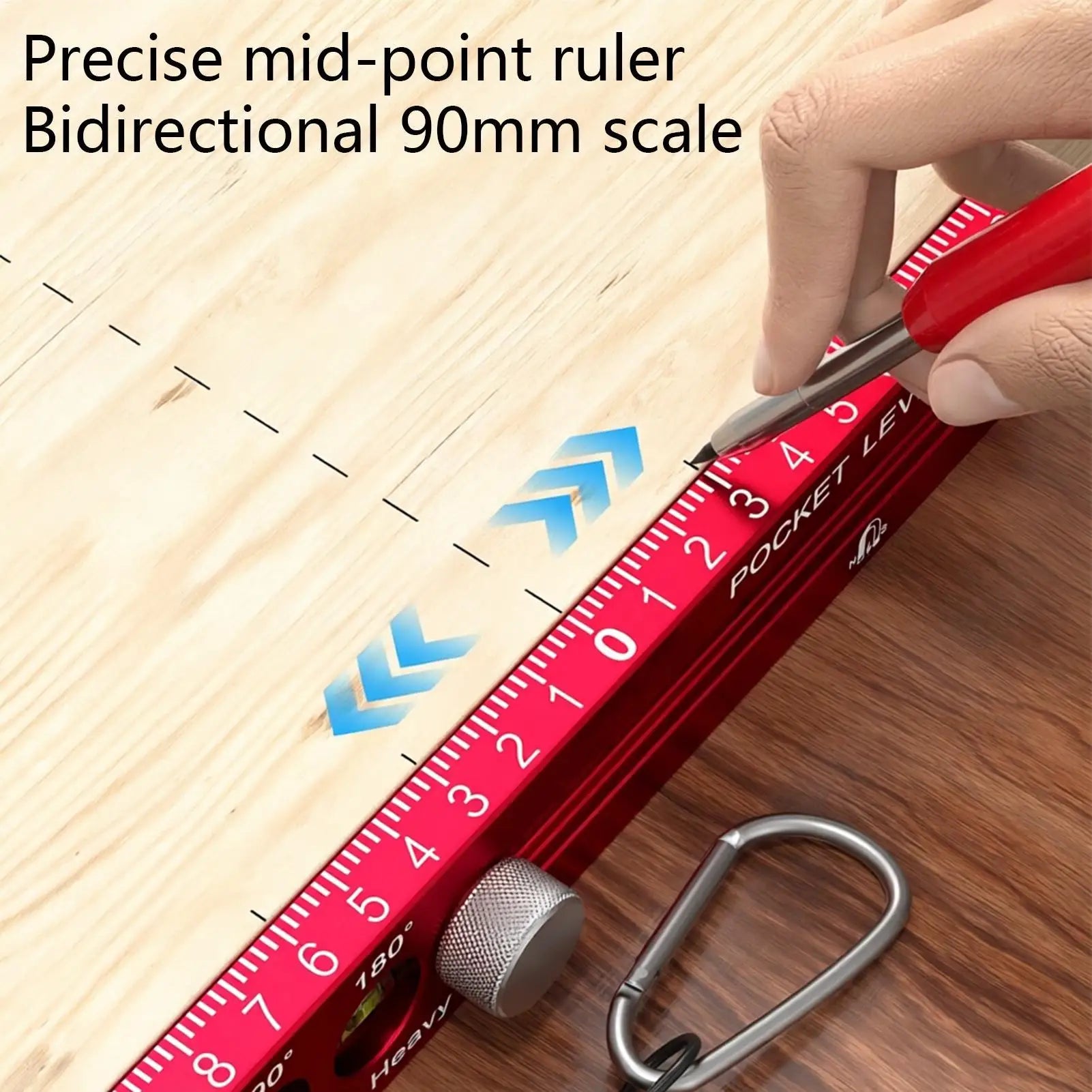 Magnetic Woodworking Ruler Aluminum Alloy Level Marking Gauge Metric