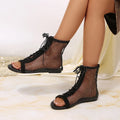 Woman Fishnet Flat Sandals Summer Mesh Slip Anti-slip Lightweight Zpaxo black 43