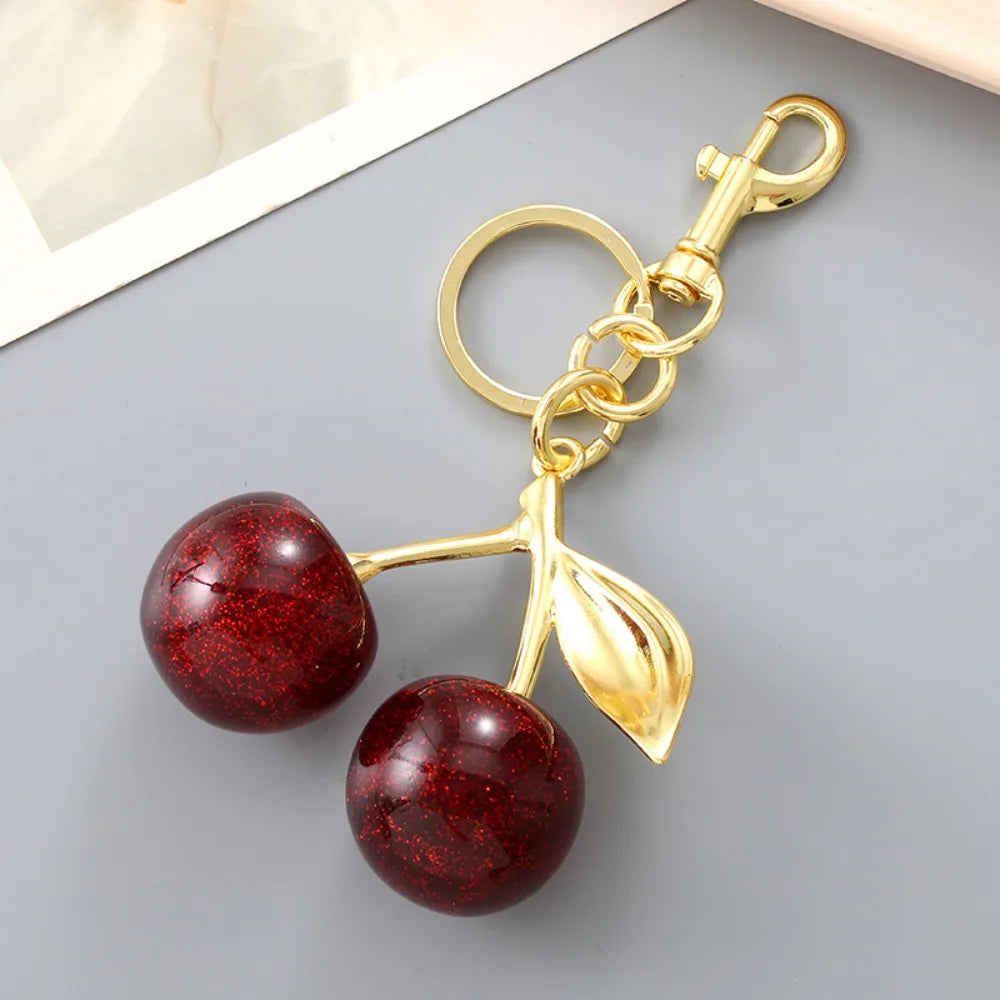 Bag Decoration Delicious Red Cherry Keychain Trinket Anti-Lost Cherry Charm Handbag Pendant Y2K Girl Heart Zpaxo Style C