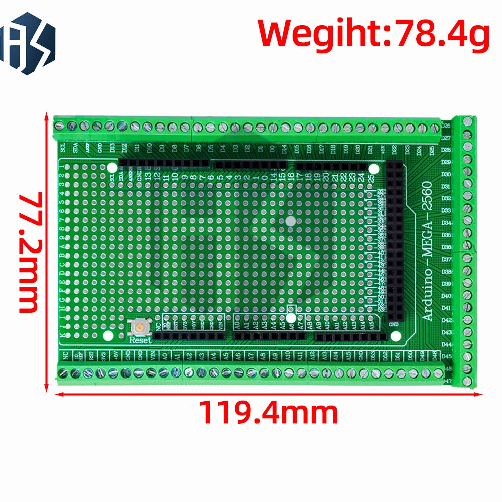 1PC Double-sided PCB Prototype Screw Terminal Shield Kit - Compatible with MEGA-2560 Series (ATMEGA16U2) Zpaxo