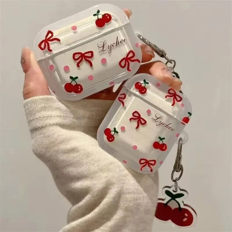 Cute Luxury Crystal Cherry Pendant For Apple AirPods 4 3 2 1 Bluetooth Earphone Cover For Airpods Pro Soft Cover Protective Case Zpaxo