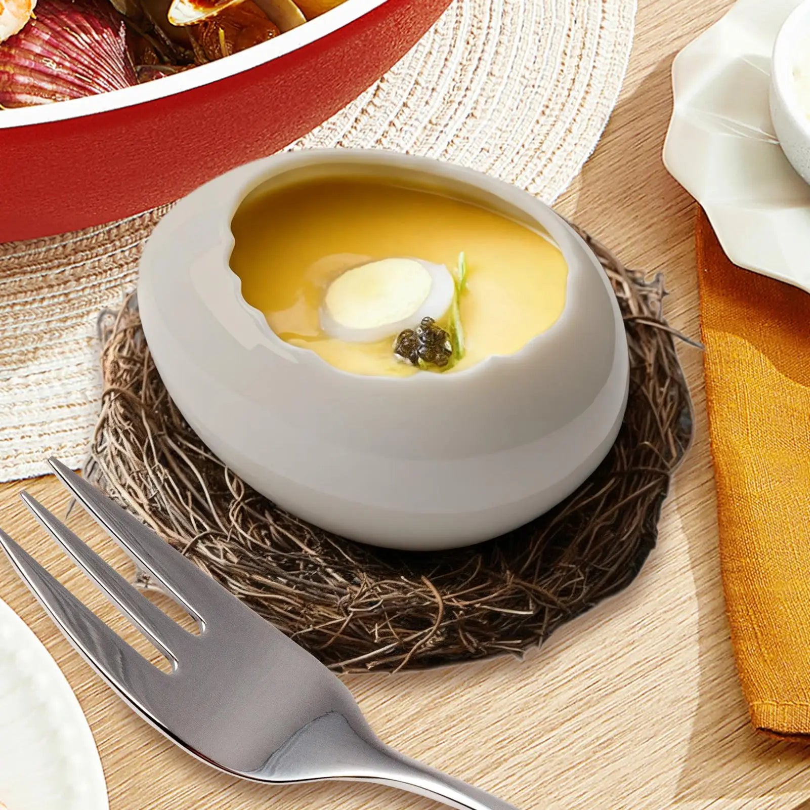 Salad Bowl Rustic Serving Container Table Decor Steamed Egg Snack