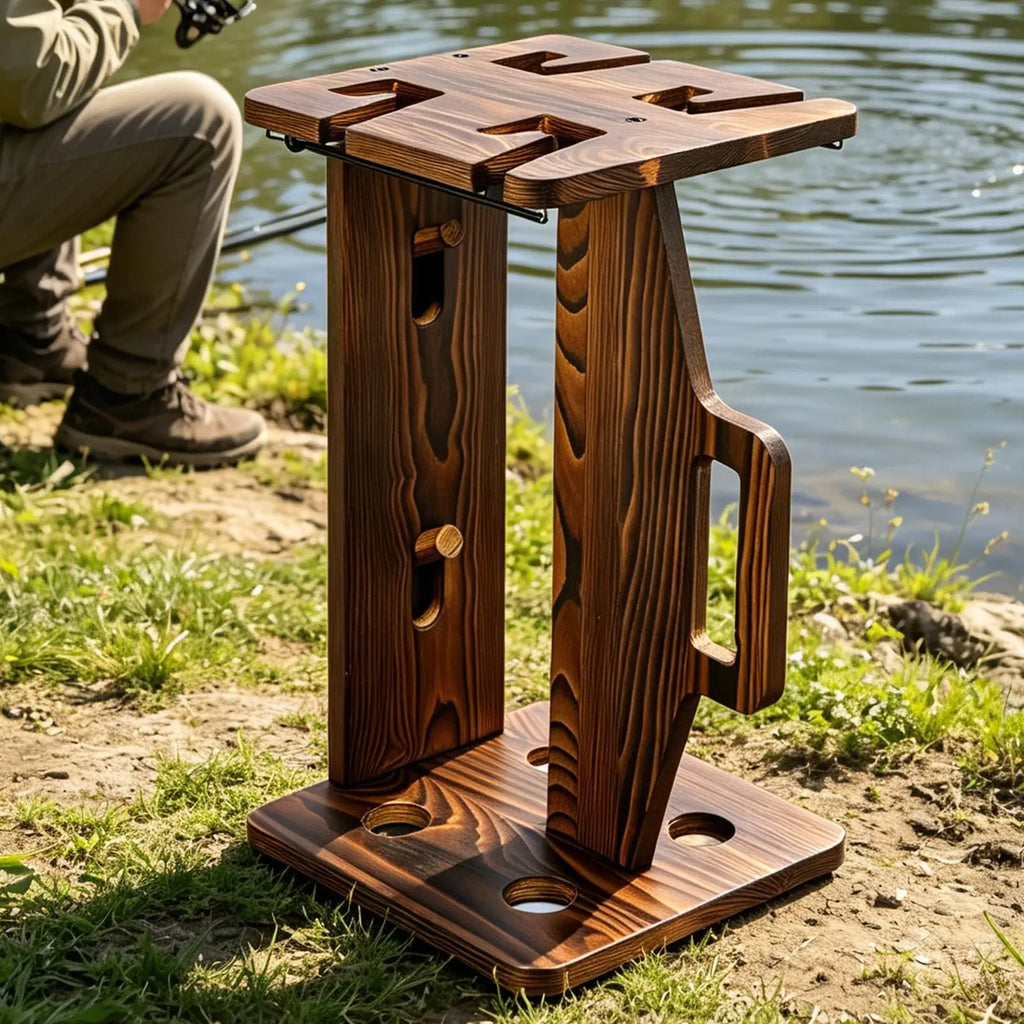 Fishing Rod Rack Wooden Portable Adjustable Wall-mounted Organizer