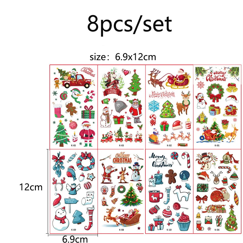 Christmas Gift Festival Tattoo Sticker Animals Tattoo for people on Face Body Arm Tattoos Party Makeup Decoration Zpaxo color K