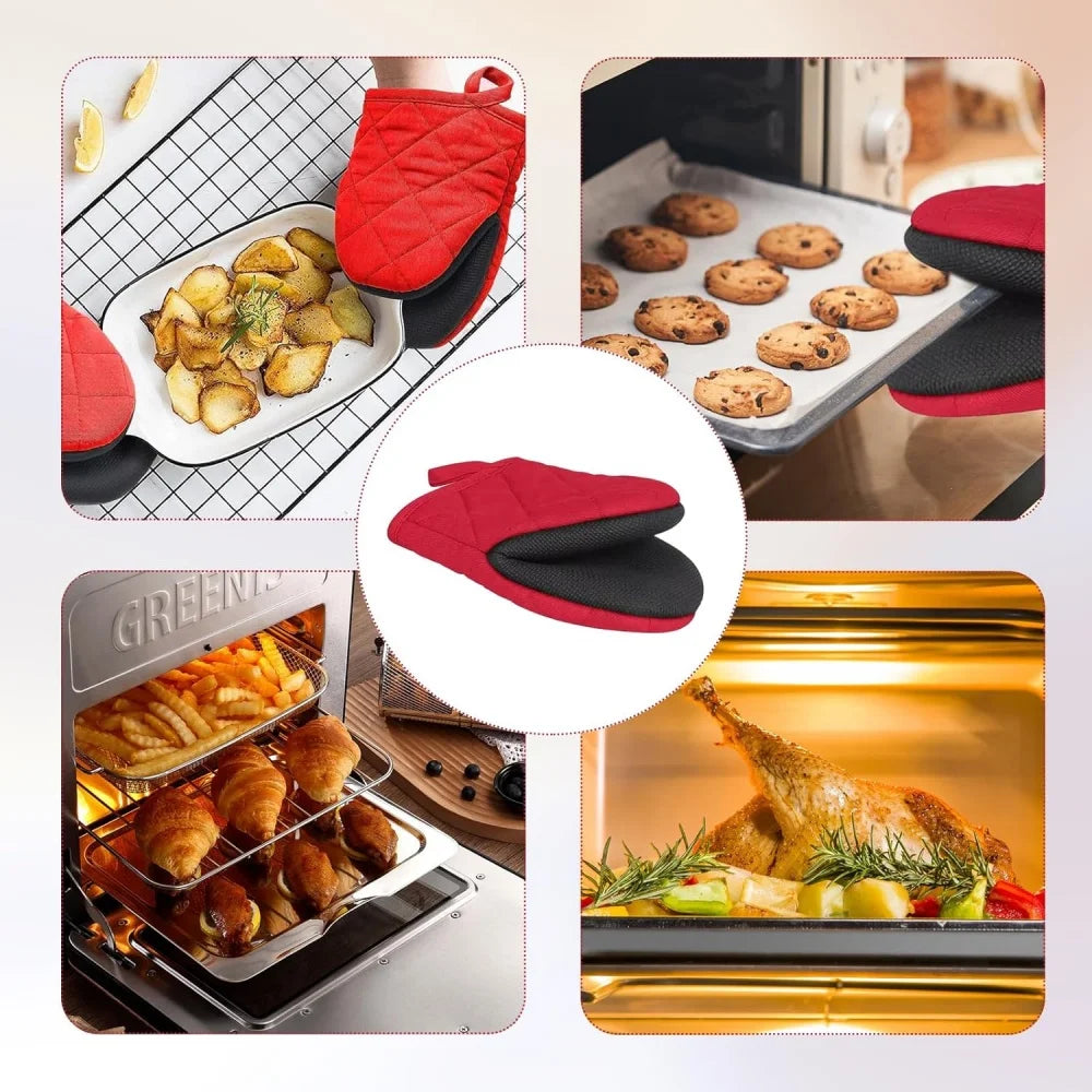 Short Oven Mitts Silicone Kitchen Gloves Heat Resistant 500 Non Slip Zpaxo