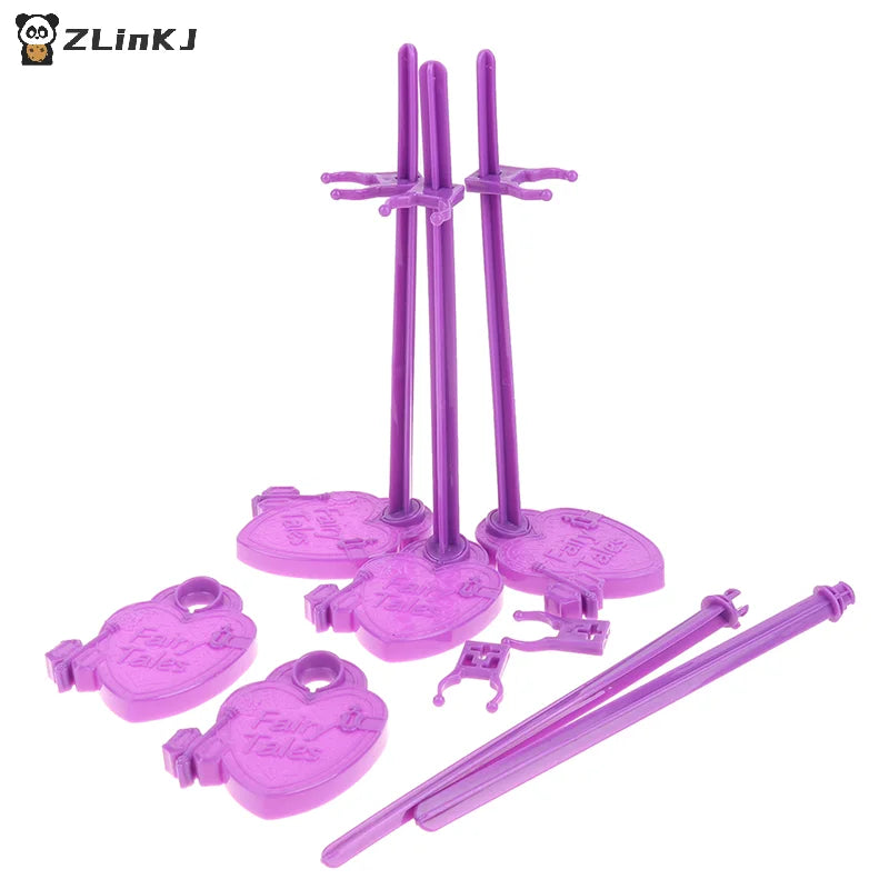 ▶5Pcs/lot Waist Doll Stand Display Holder Model Purple Support Toys Model Accessories Zpaxo