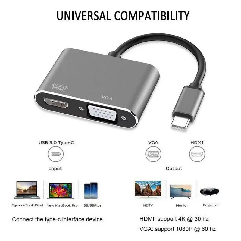 4K USB C HDMI-compatible VGA Adapter Audio Video Converter Samsung Zpaxo