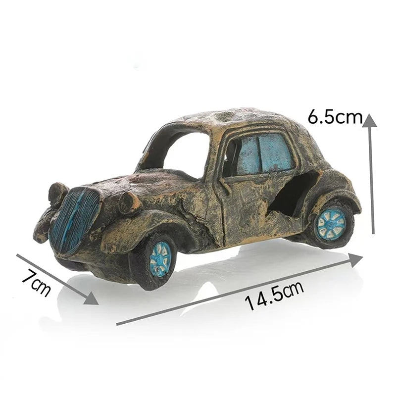 Aquarium Ornament Shaped Like Car Wreckage, Featuring Hiding Holes For Fish And Shrimp, Aquarium Decorations, And Aquascaping. Zpaxo A4