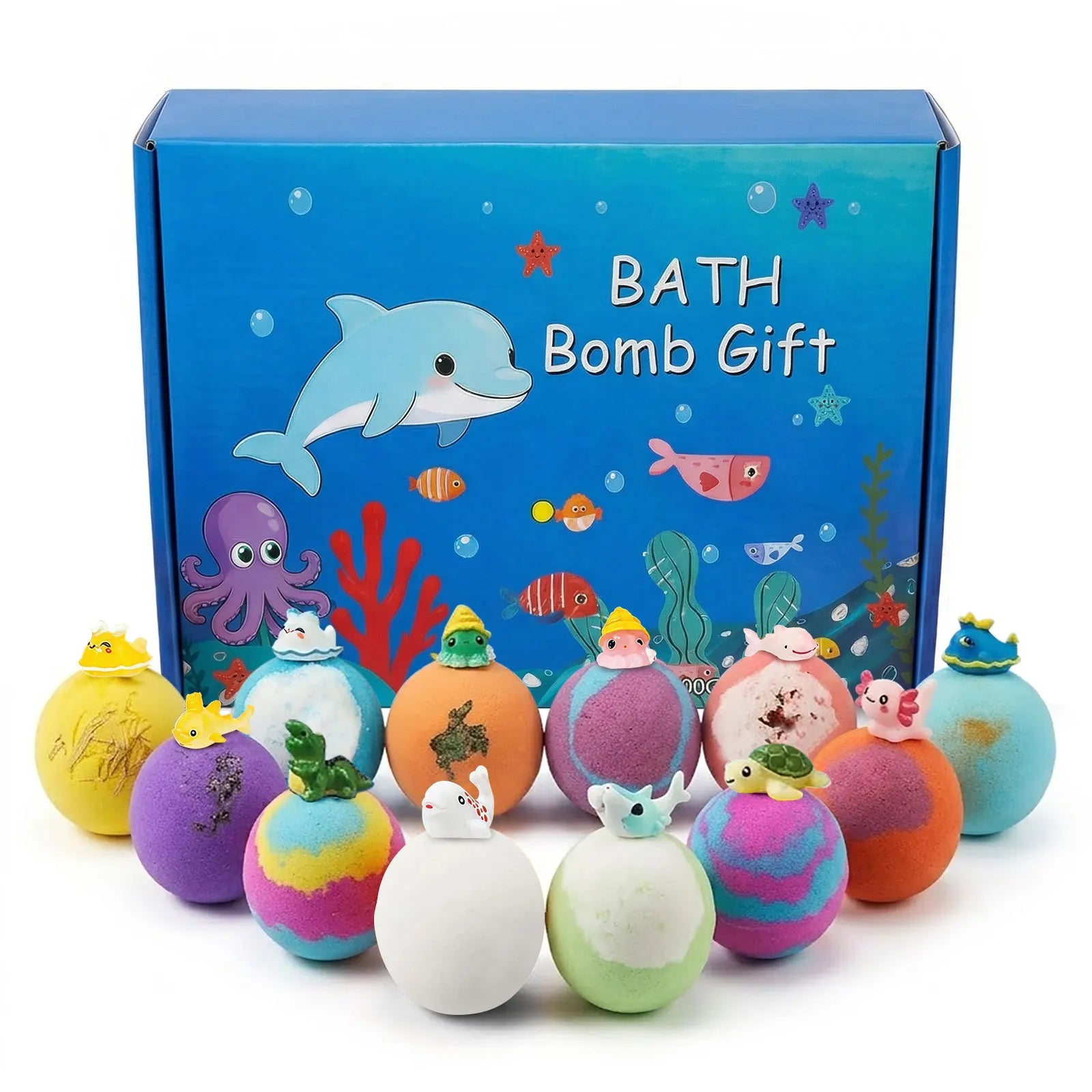 Kids Bath Bombs Set with Surprise Toys – 12-Pack Gift Kids Bath Bomb Set Zpaxo 1set boxed