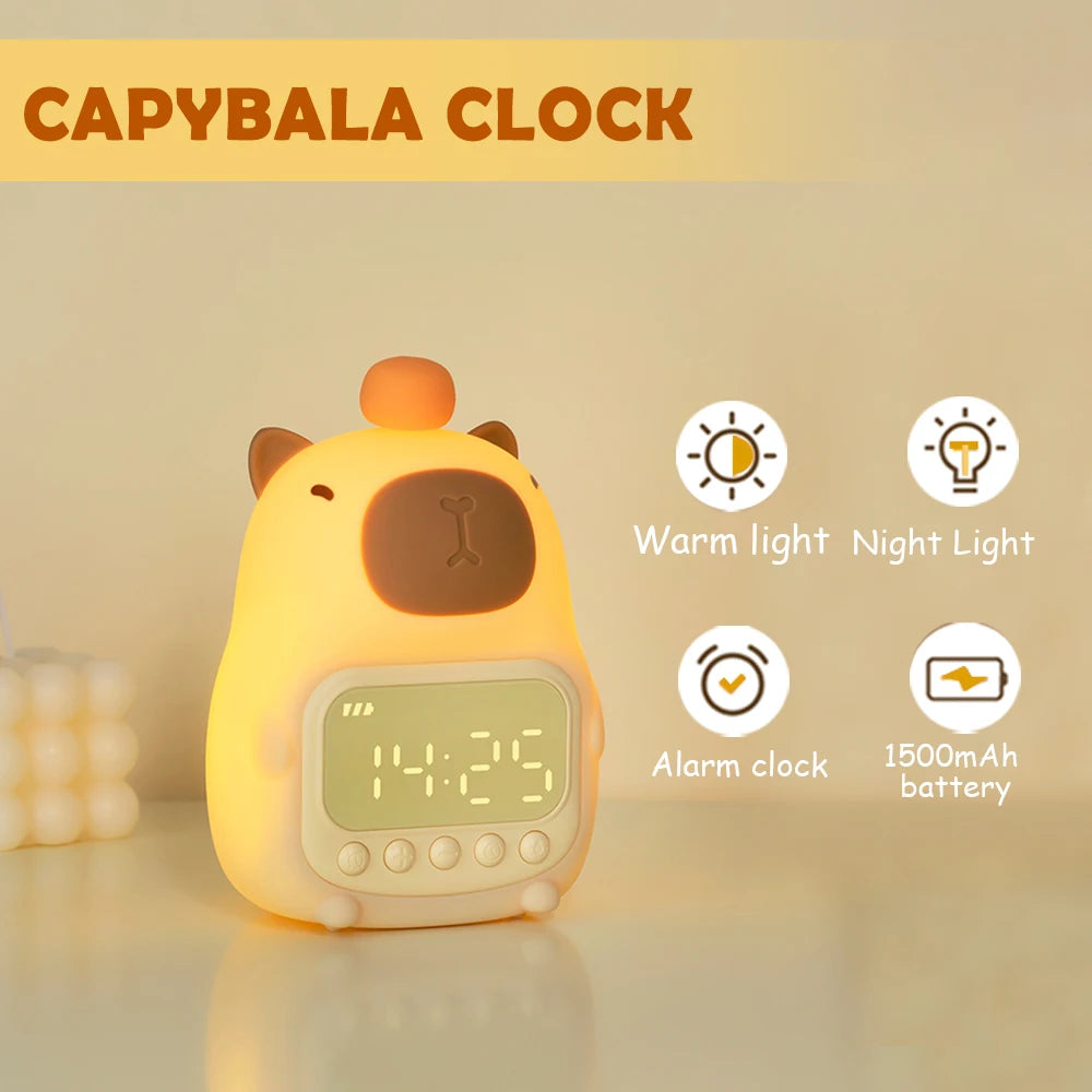 Cute Cartoon Capybara Silicone Night Light USB Rechargeable Timing Dimming Sleep Night Lamp for Children's Room Decor Zpaxo Capybara-C