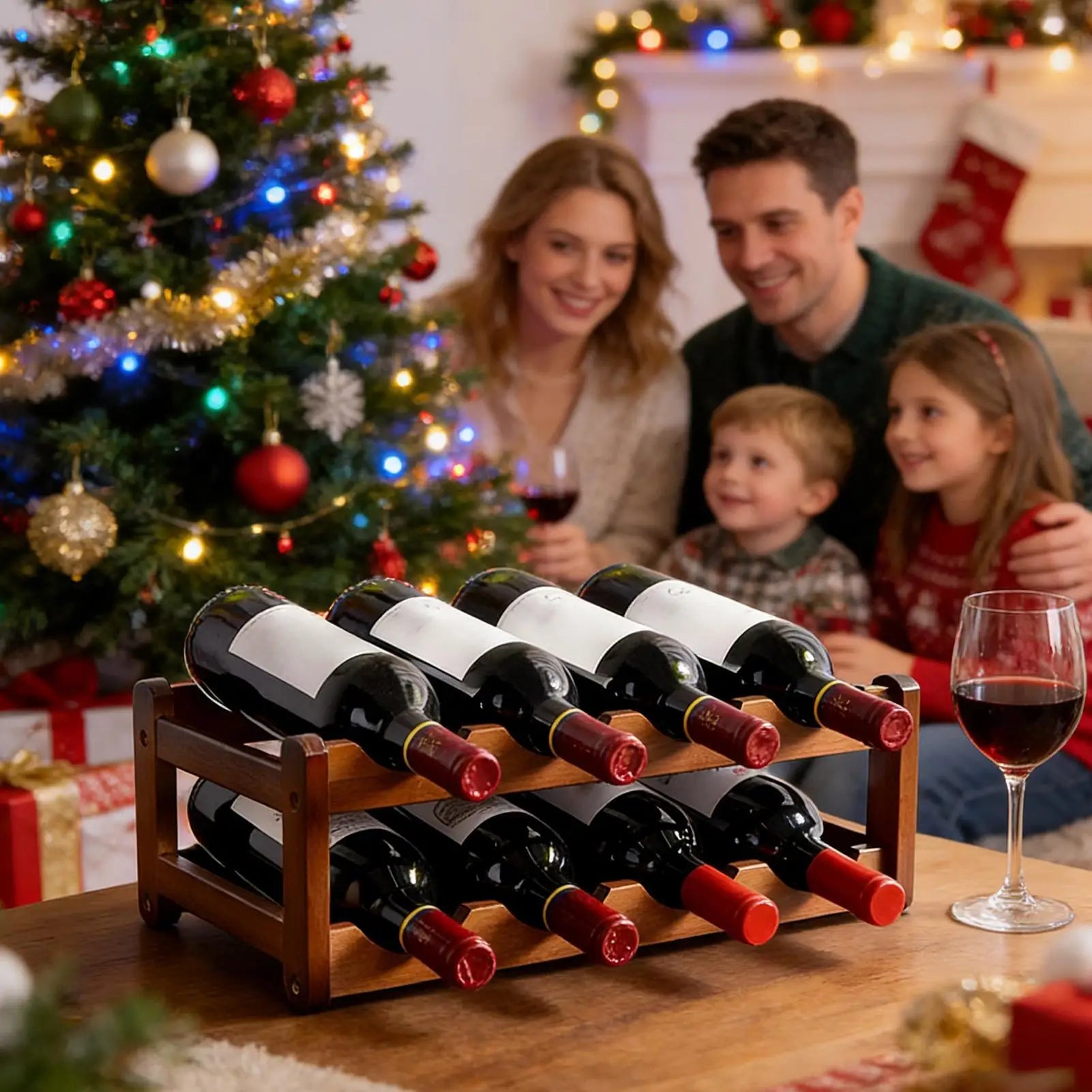 Wine Rack 8-Bottle 2-Tier Countertop Display Organizer Wine Rack Organizer for Friends Adults Men Women Enthusiasts Wedding Zpaxo