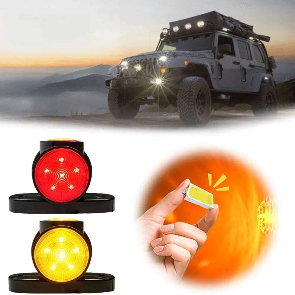 2 PCS Small Red Yellow LED Tail Light 12V 24V Waterproof Side Marker Lighting Taillight Car Outline Marker Light Van Zpaxo