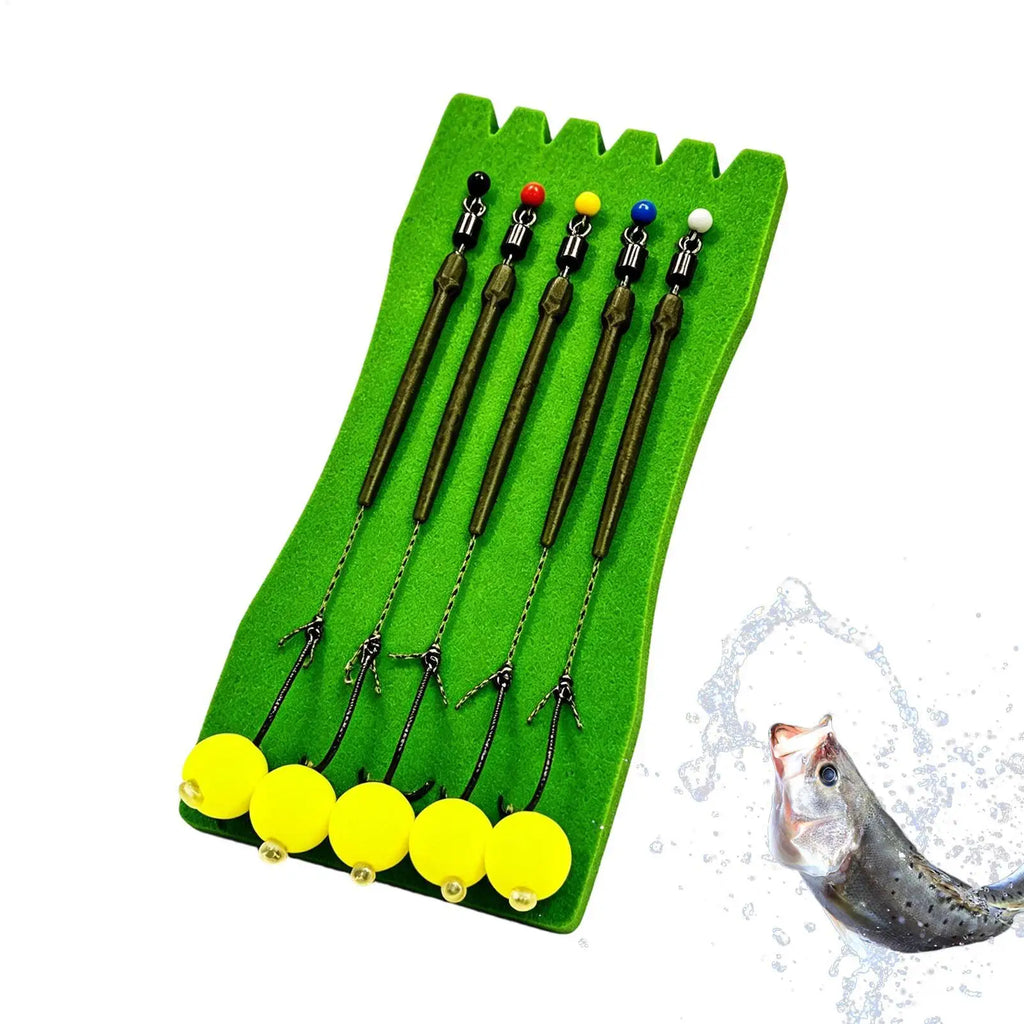5-Pack Pre-Tied Carp Fishing Rigs – Anti-Snag Bottom Hook Set Carp Fishing Rig Zpaxo