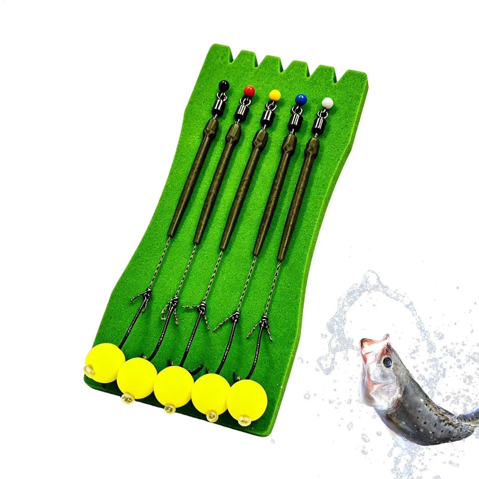 5-Pack Pre-Tied Carp Fishing Rigs – Anti-Snag Bottom Hook Set Carp Fishing Rig Zpaxo