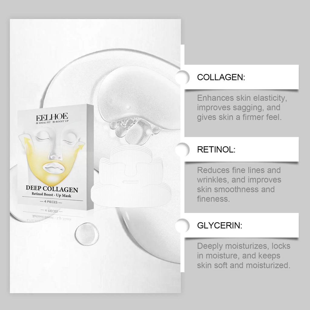 Deep Collagen Retinol Firming Mask Lifting Tightening Facial Skin Lighten Fine Lines Smooth Natural Hydrating Translucent Mask Zpaxo