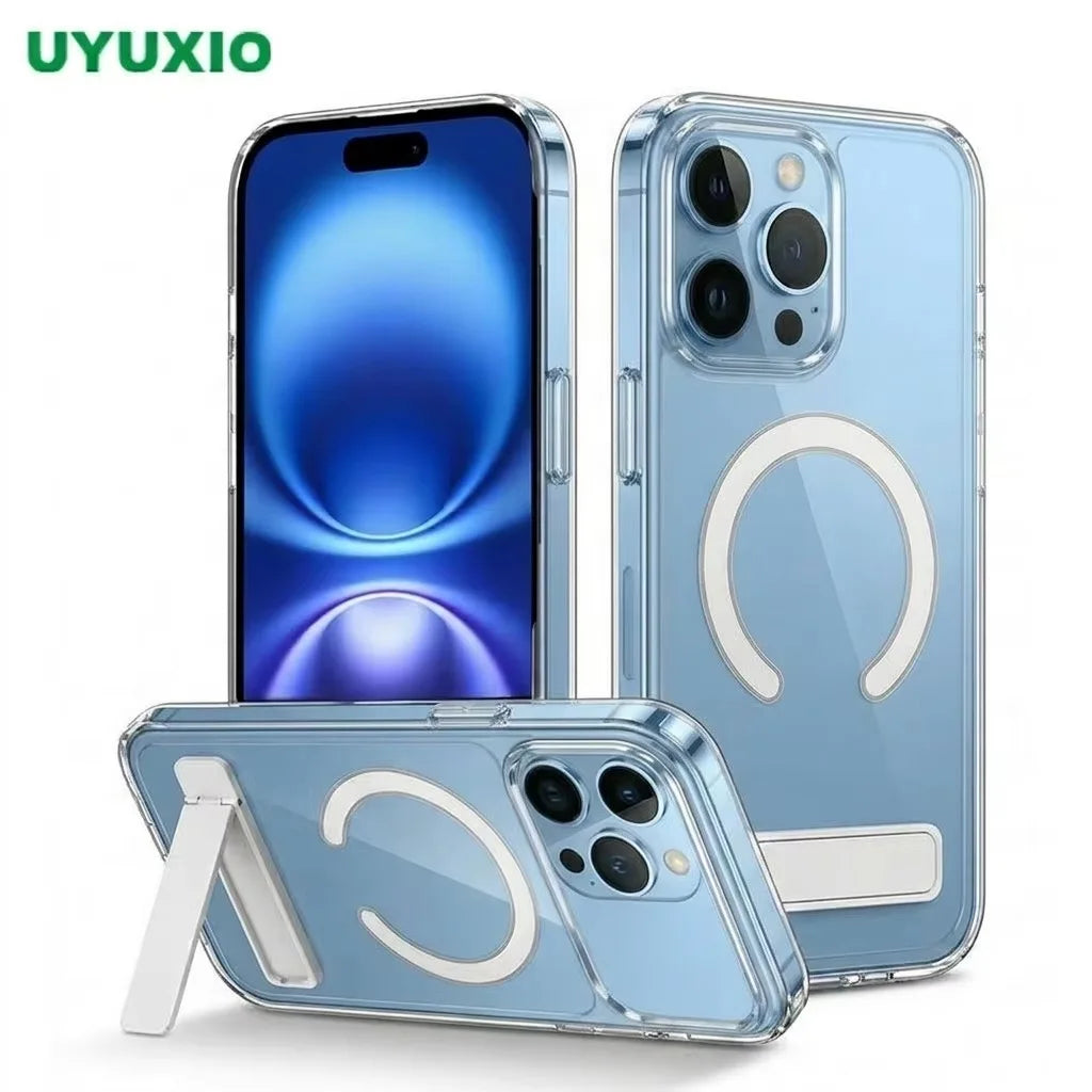 Clear Magnetic Wireless Case Kickstand Iphone 11 Max Mini 14 13 17 12