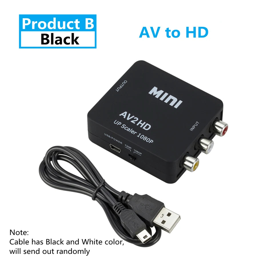 Full HD 1080P HDMI-compatible to RCA AV Composite Adapter Converter AV2HDTV Audio TV Video Cable CVBS AV Adapter with USB Cable Zpaxo AV2HD Black