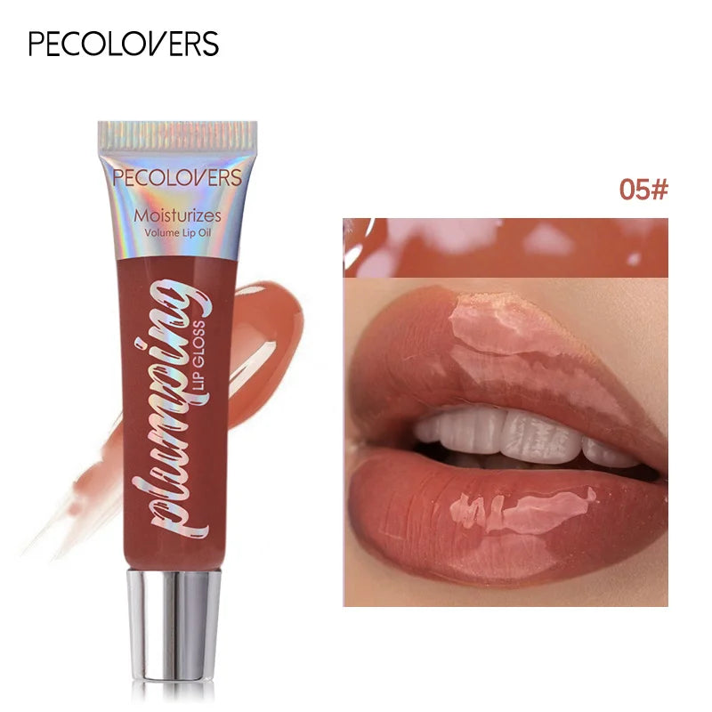 1PC Moisturizing Reducing Lip Lines Lip Gloss Lip Plumper Glitter Nutritious Liquid Lipstick Cherry Jelly Lip Oil Clear Lipgloss Zpaxo 05