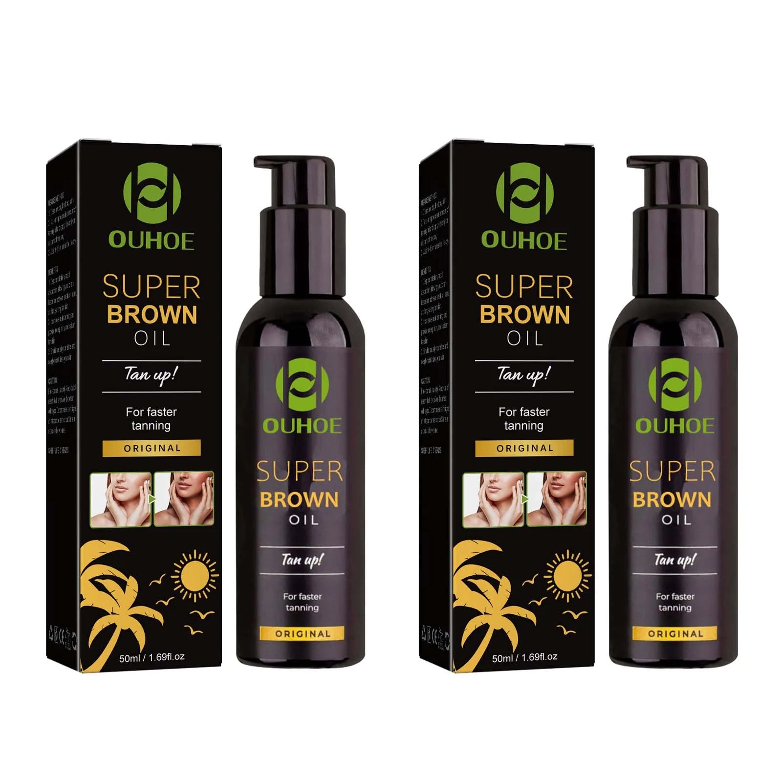 Ouhoe Self Tanning Oil – Natural Body Bronzer & Tan Booster Self Tanning Oil Zpaxo 2 x 50ml Boxed
