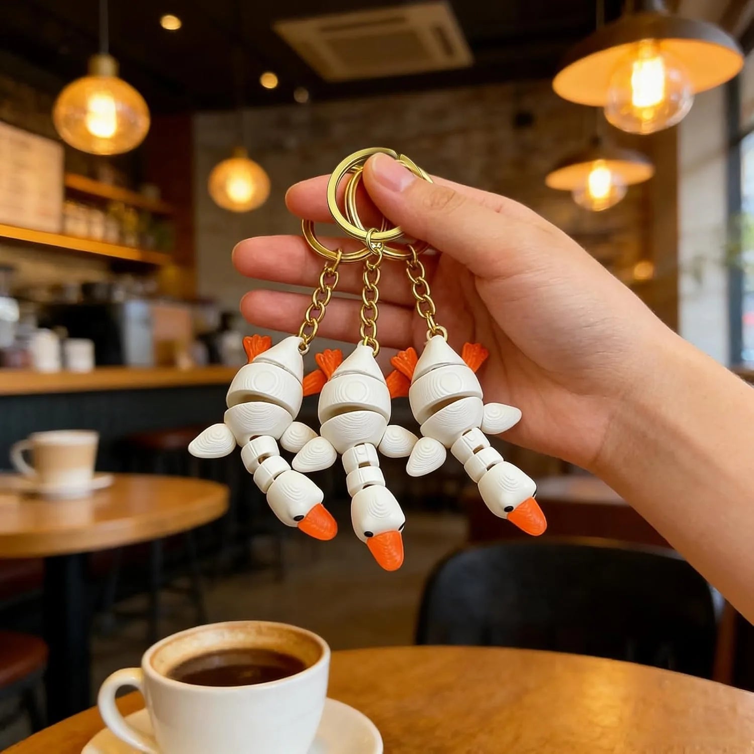 3D Printed Duck Keychains Movable Neck Mini Animals Bags Keys Desk