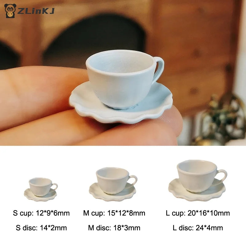 ▶2Pcs Mini Cup Drinks Model Toys Miniature Dollhouse Dessert Latte Coffee Mug Dish Set Doll Accessories Kids Gift Zpaxo