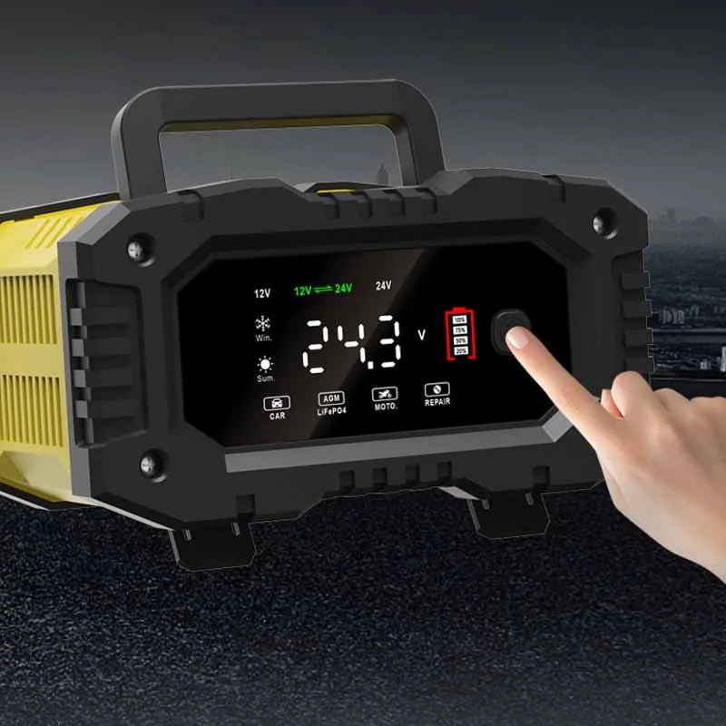 FOXSUR 12V/24V 10A Smart Battery Charger – AGM LiFePO4 GEL
