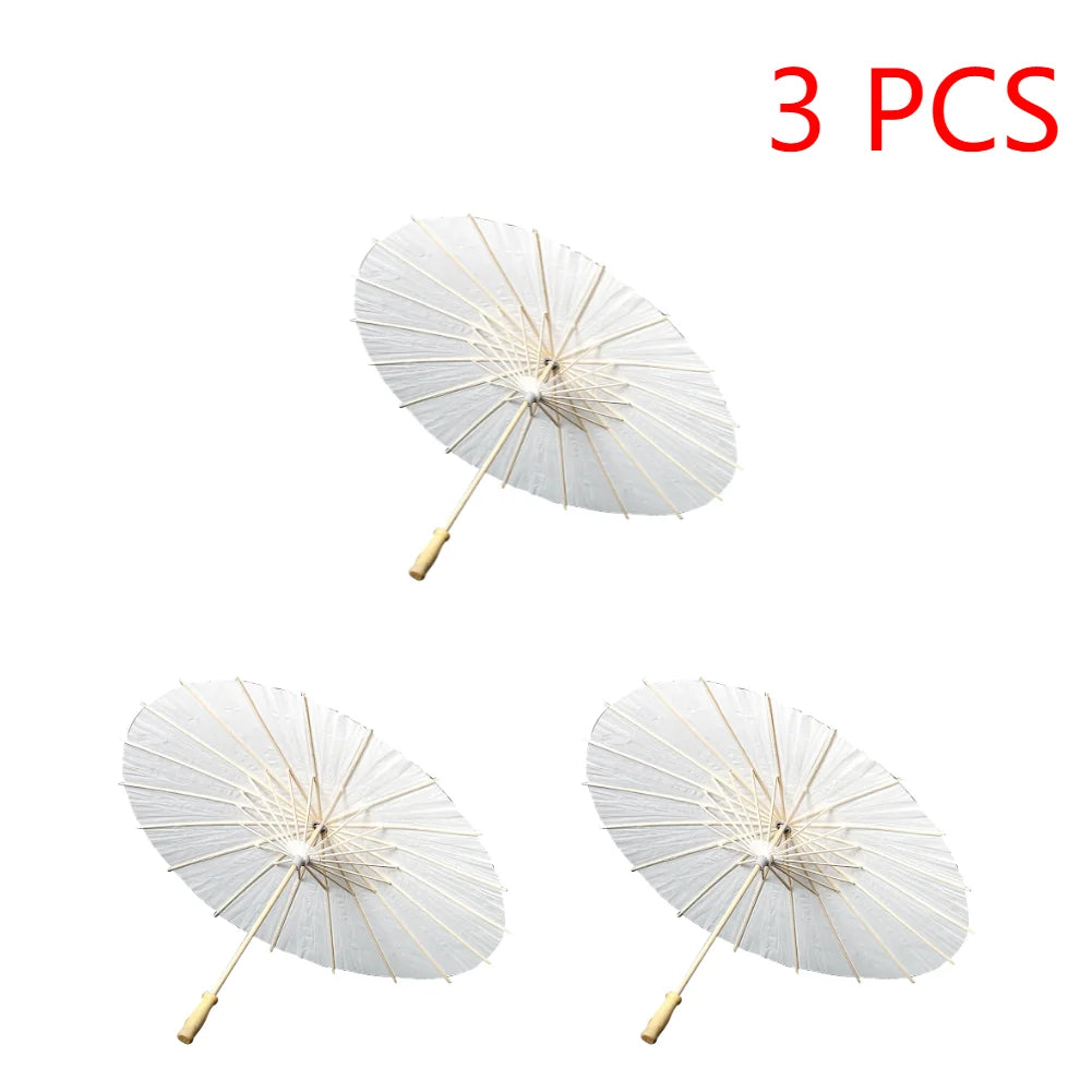 Wedding Paper Umbrellas Chinese Wood Handle White DIY Photography