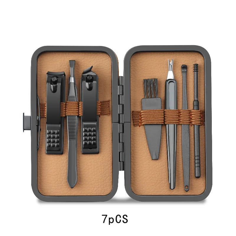 Nail clipper set 7/16/24 pieces stainless steel nail clippers, pedicures, nail art, toe clippers, nail tools Zpaxo black 7 pcs