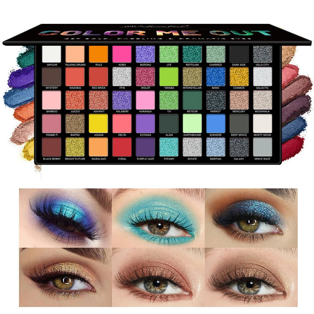 50 Rainbow Eyeshadow Palette Shimmer Matte Finish Nude Neon Glitter Zpaxo