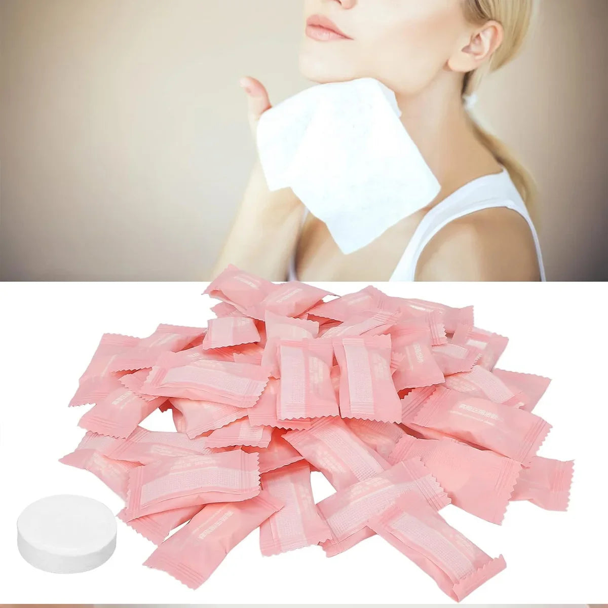 Compressed Towel Disposable Portable Face Towel Cotton Coin Tissue Suitable For Travel Camping Hiking Sports Beauty Salons Zpaxo