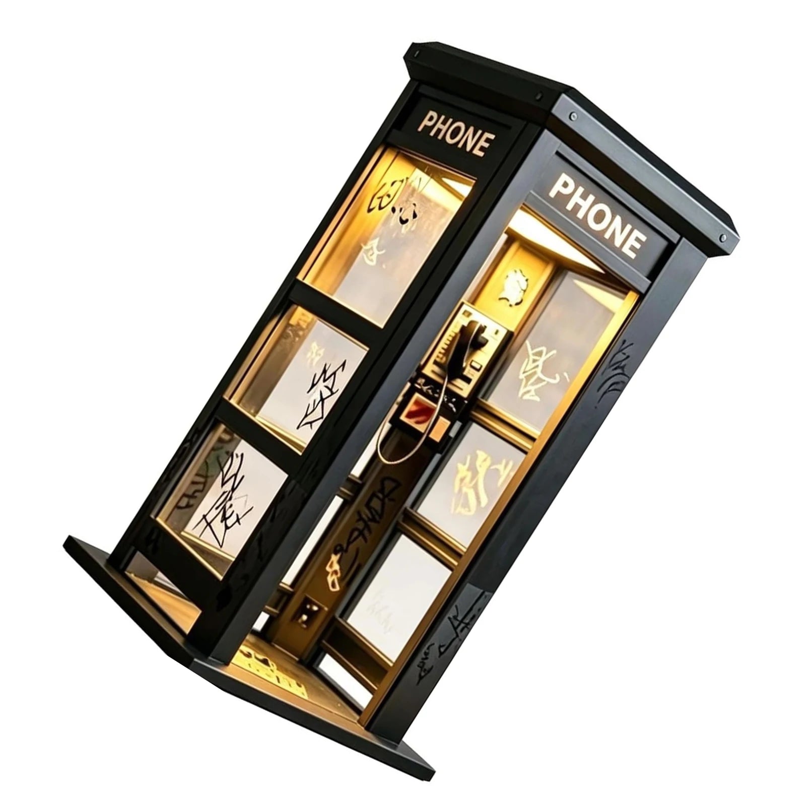 Mini Phone Booth Accent Light Decorative Classic Telephone Table Lamp