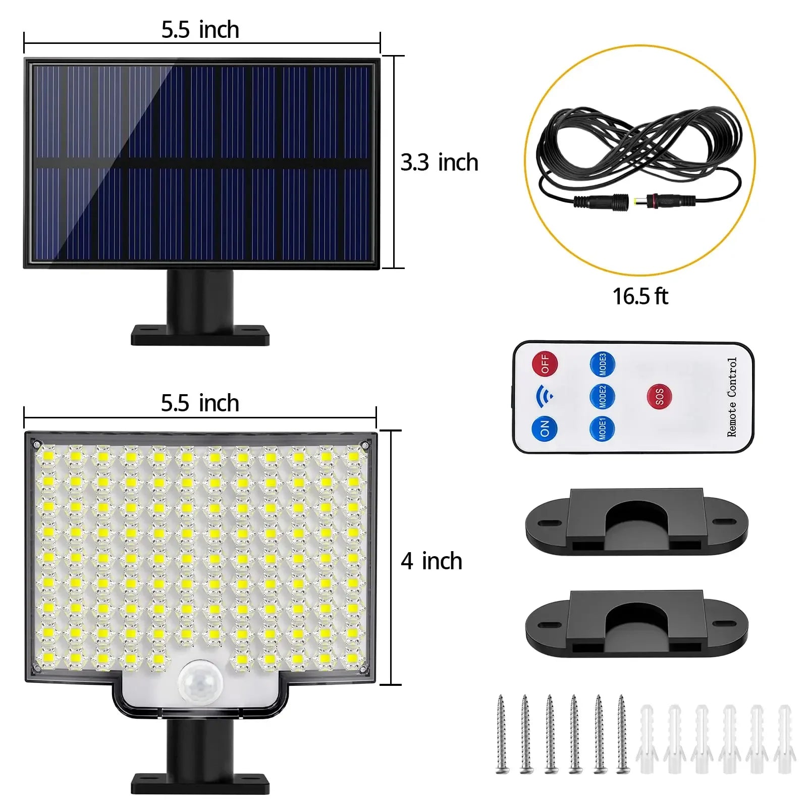 Solar Panel Led Headlights Waterproof 160LED Split Motion Sensor Zpaxo