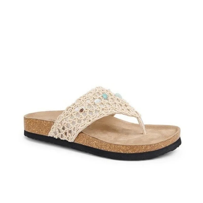 Women's Fashion Trend, Anti Slip, Wear-resistant, Comfortable Soft Bottom, Ethnic Style Flat Heel Flip Flops Zpaxo