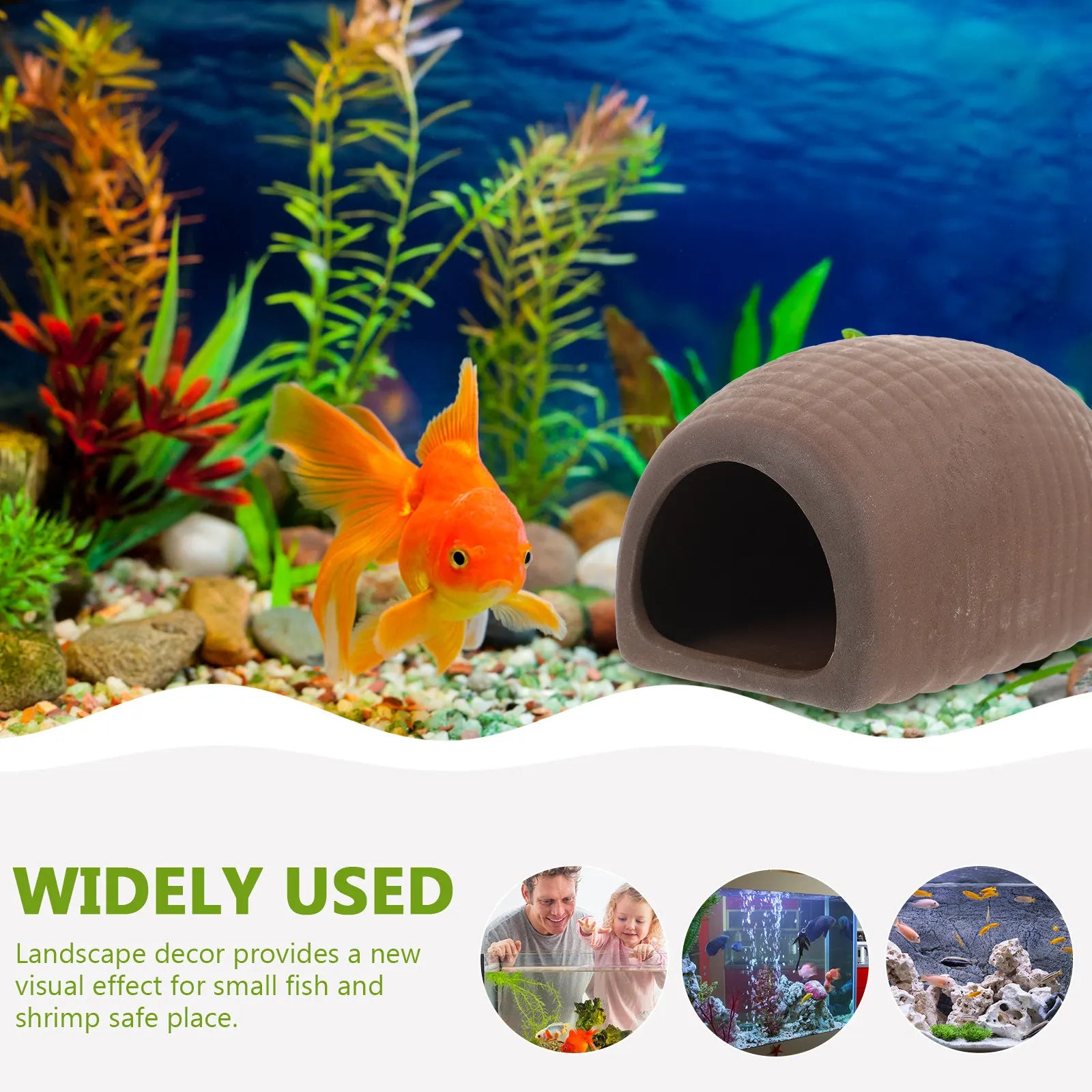 Ceramic Fish Tank Decor Cave Shelter Shrimp Hideout Natural
