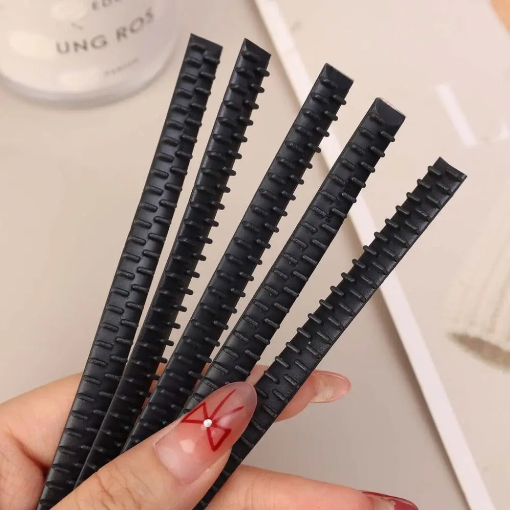 Two Rows Teeth Shaped Anti Slip Strip Black DIY Handmade Hairpin Back Zpaxo
