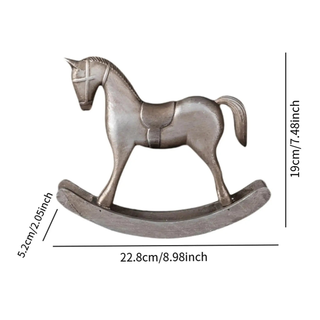 Wooden Rocking Horse Statue – Decorative Figurine for Home & Office Decorative Figurine Zpaxo