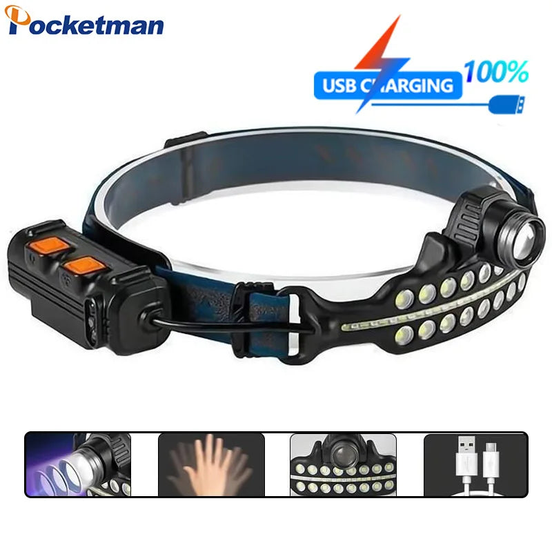 POCKETMAN XPG+COB LED Headlamp – USB-C Rechargeable 15W