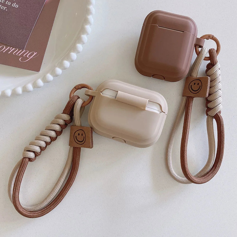 Silicone Earphone Case Smiling Face Lanyard Apple Airpods 4 3 2 1
