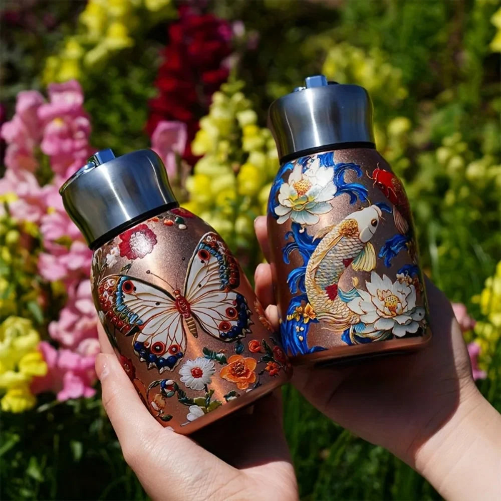 Stainless Steel Insulated Water Bottle Mini Vacuum Cup Vibrant Floral