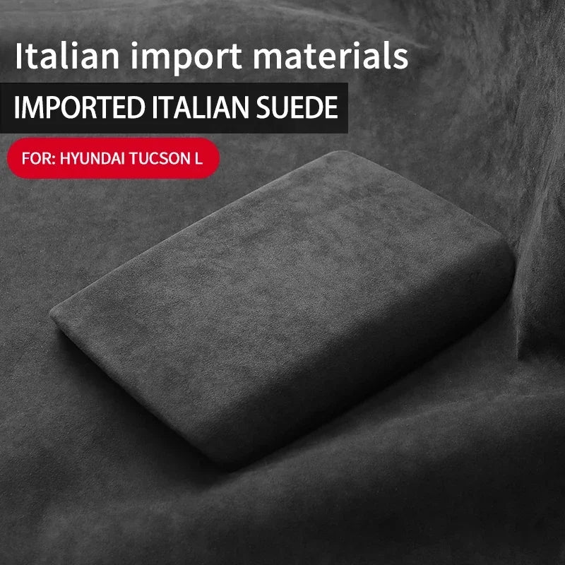 Alcan tara For Hyundai Tucson 2019 2021 2022 2023 Car Armrest Storage Box Panel Pad Cover Center Console Box Lid Interior Trim Zpaxo