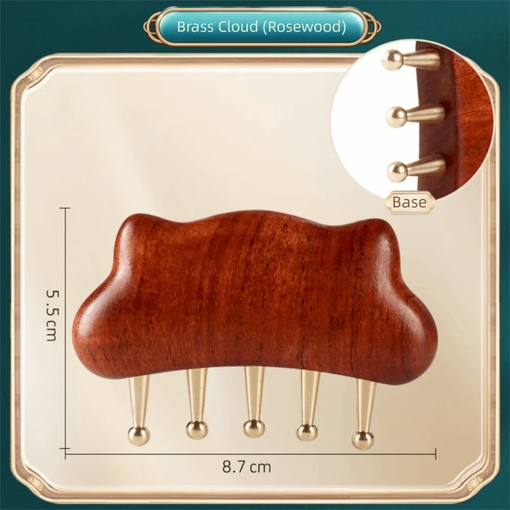 Handcrafted Golden Sandalwood Meridian Comb Wooden Copper-alloy Teeth Zpaxo 1