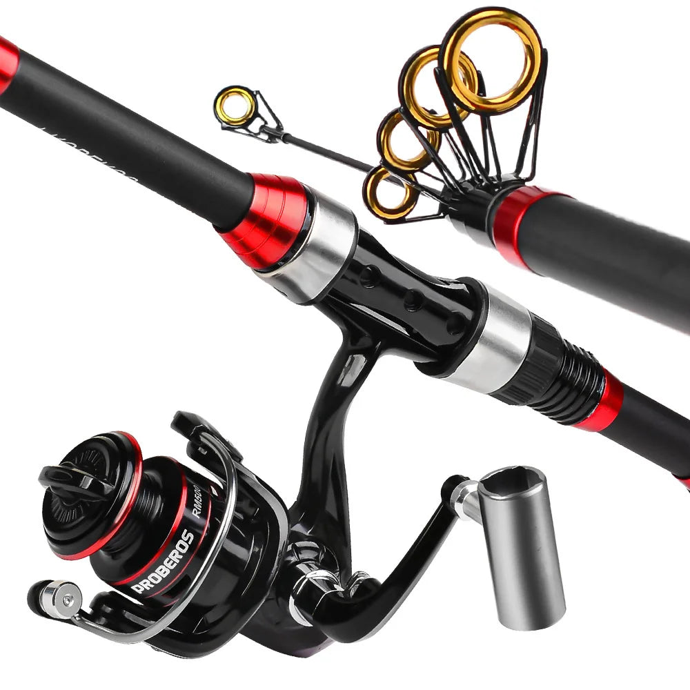 Telescopic Carbon Spinning Rod & Reel Combo Set with Bag