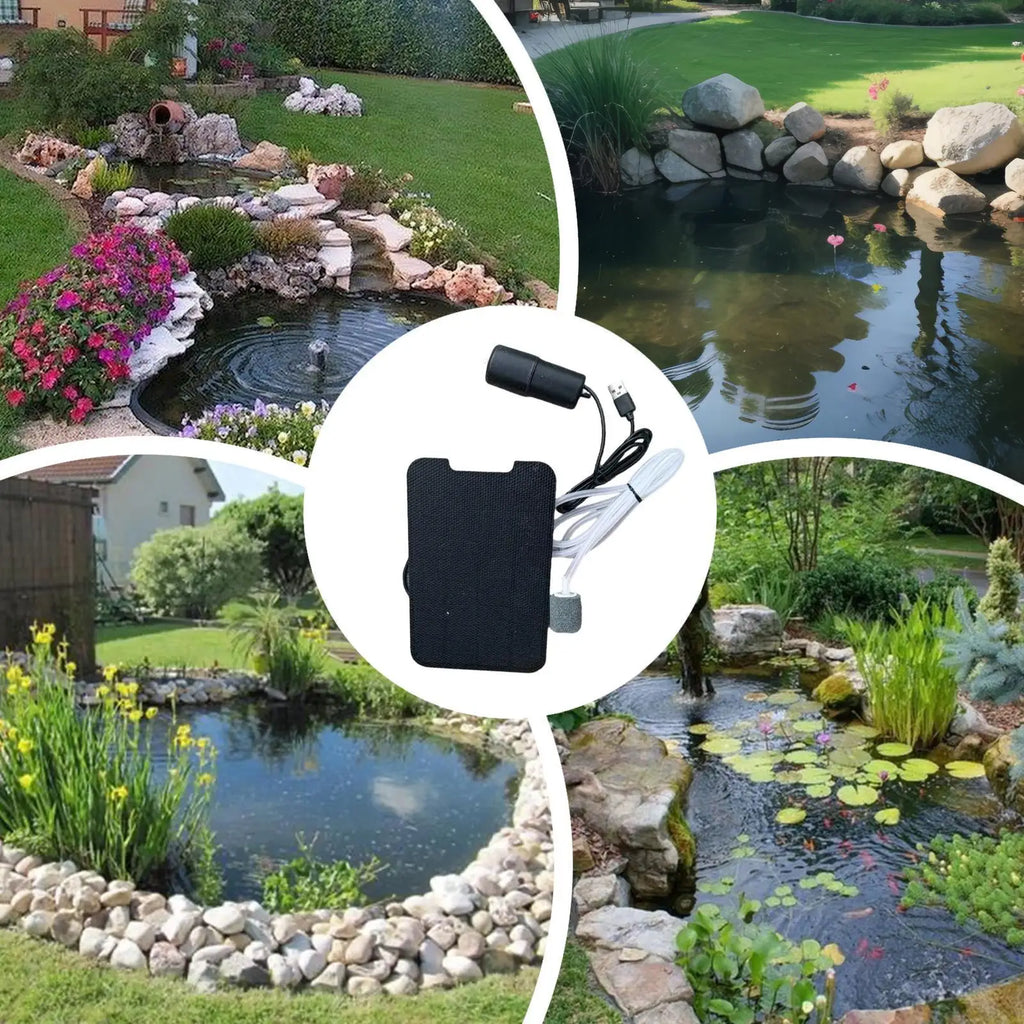 Pond Aerator Solar Powered Fish Tank Oxygenator Air Pump Hobbyists