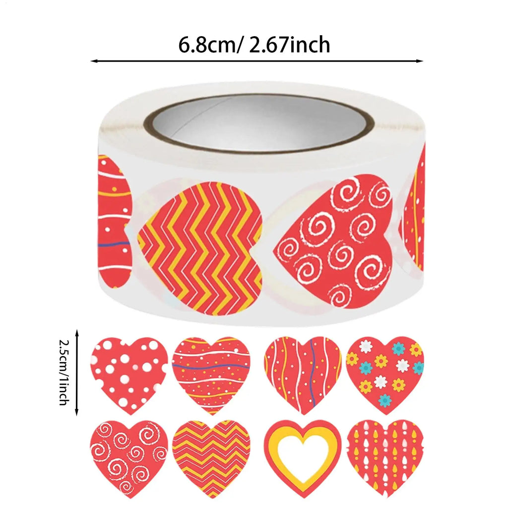 Valentine Heart Stickers 500 Pieces Heart Shape Labels Decals Decorative Sticker For Wedding Birthday Party Classroom Zpaxo