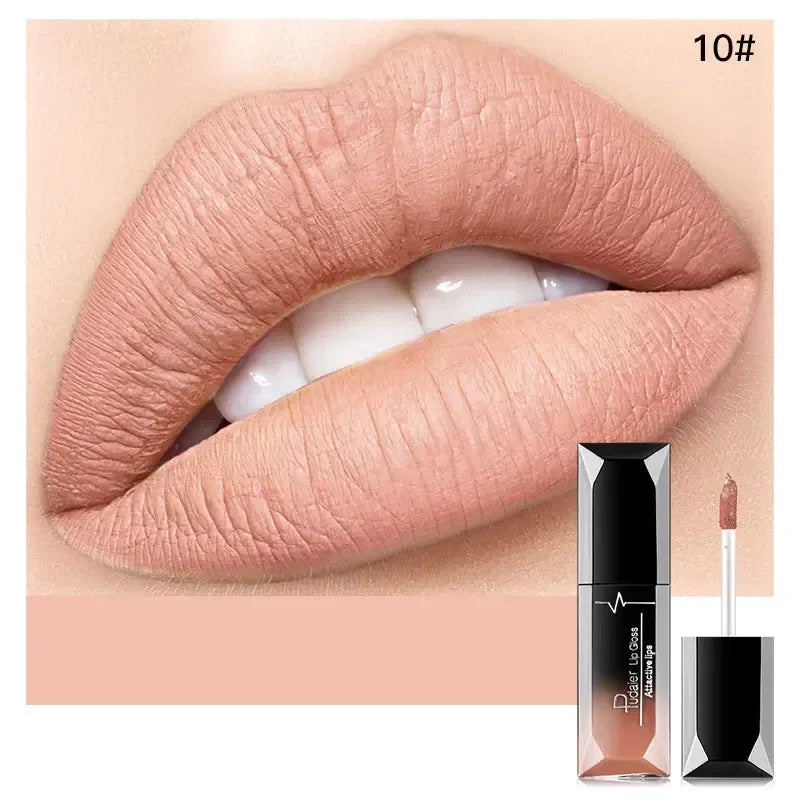 Pudaier Waterproof Lip Gloss Matte Liquid Lipstick Matte Lip Stick Cosmetics Makeup Nude Purple Black Rose Cosmetics Zpaxo 10