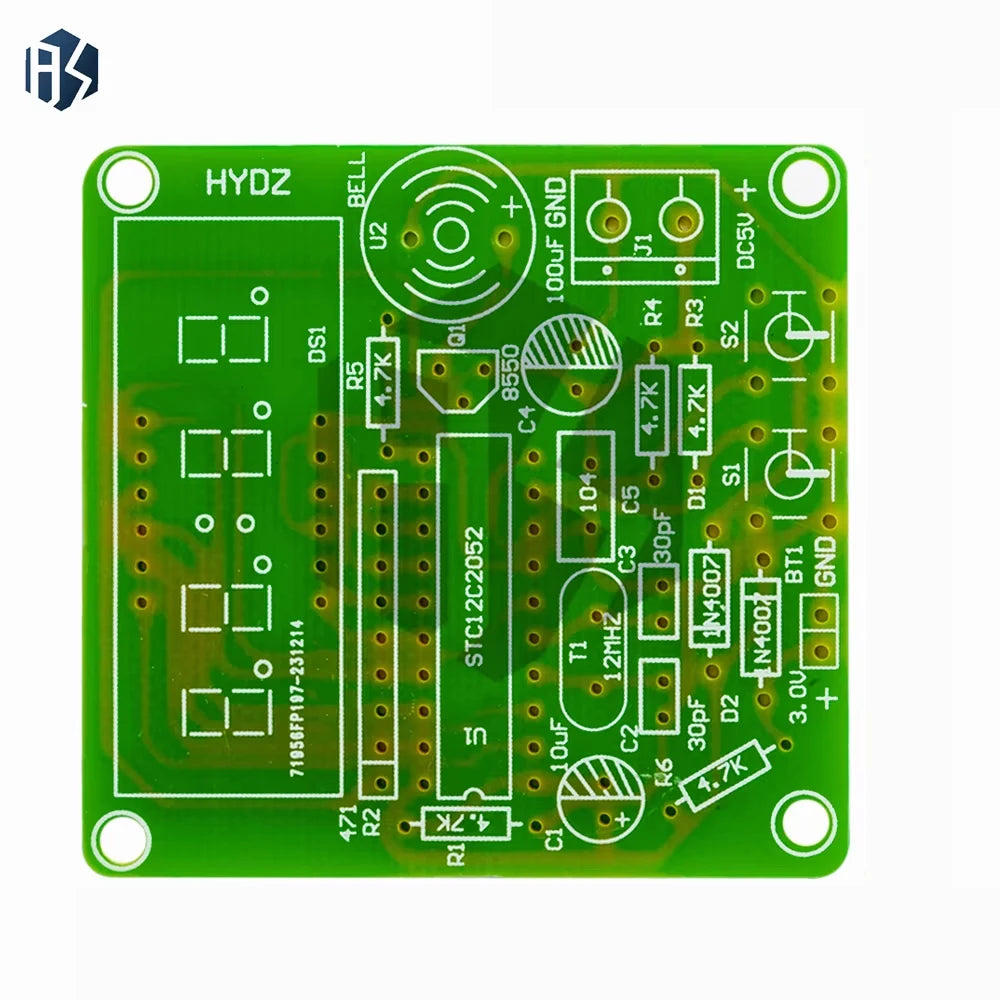 ‌AT89C2051-24PU 8051 Microcontroller LED Clock Kit – 4-Digit 7-Segment DIY Soldering Project with DS1307 RTC (I²C) | Alarm/Timer Zpaxo