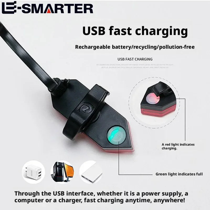USB Rechargeable Waterproof LED Bike Tail Light – IPX5 Safety