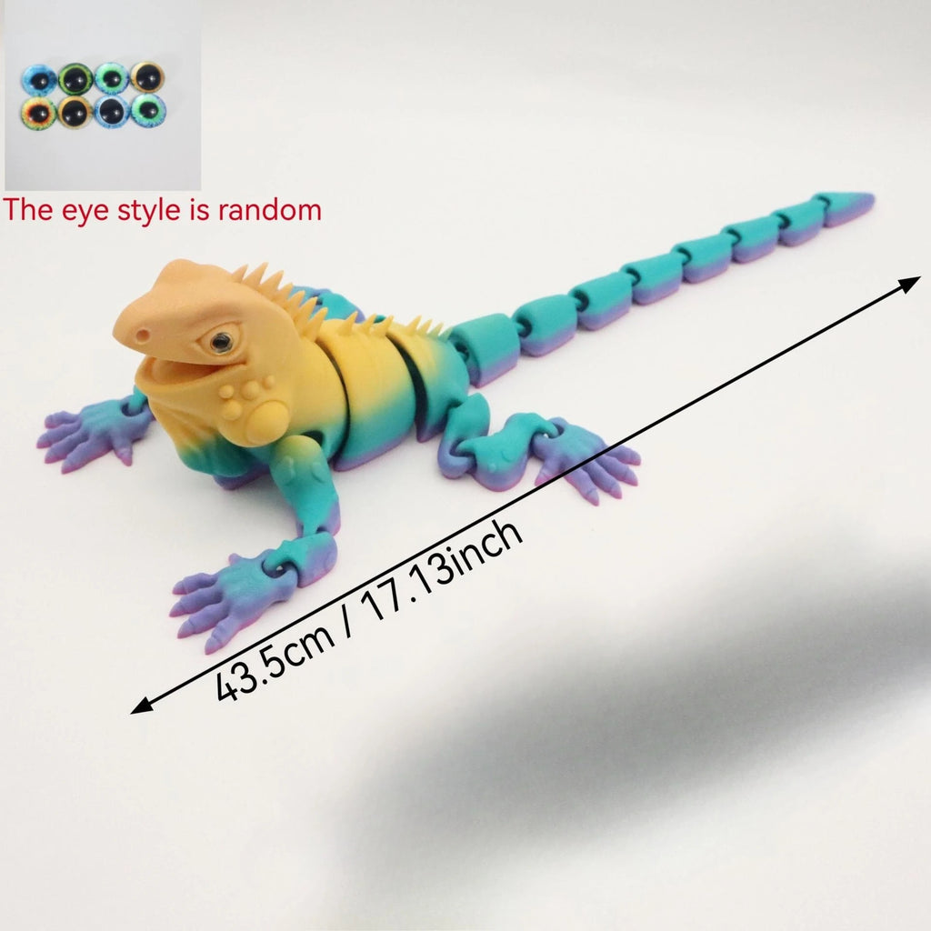 Flexible Jointed 3D Printed Chameleon Statue Rich Expressive Eyes