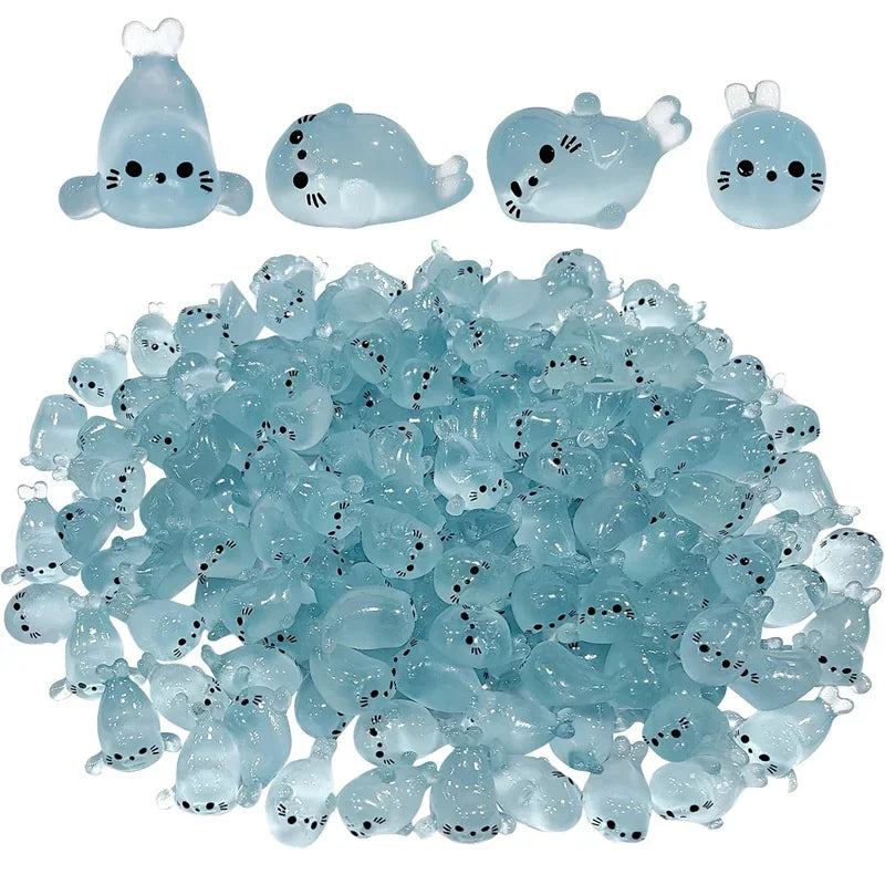 10 20 100-PCS Luminous Mini Seal Miniature Living Decor Marine Animal